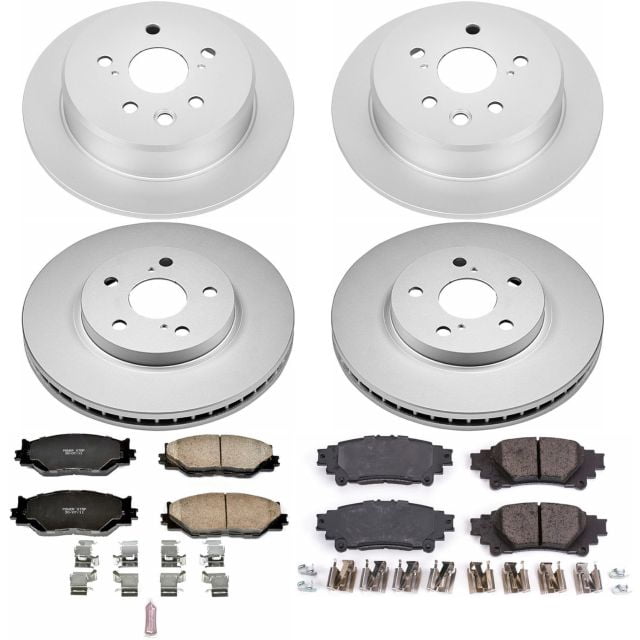 PowerStop Front and Rear Geomet Coated Brake Rotor and Pad Kit Fits: LEXUS Select Models CRK6988