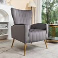 thumbnail image 1 of Silla de acento de terciopelo con patas de metal, sillón tapizado moderno, silla lateral de espalda para salón dormitorio pequeños espacios, 1 of 5