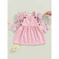 thumbnail image 3 of Bagilaanoe 2Pcs Newborn Baby Girls Overalls Dress Set Print Long Sleeve Romper Tops + Corduroy Suspender Skirt 3M 6M 9M 12M 18M Infant Casual Outfits, 3 of 9