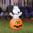 thumbnail image 2 of Peanuts Snoopy Pumpkin Woodstock Halloween Inflatable - Orange Small, 2 of 2