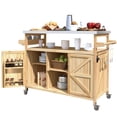 thumbnail image 4 of Chords Attic 50.25"W Grill Cart with Stainless Steel Tabletop, Bar Patio Kitchen Island with Storage and Lockable Wheels, Outdoor Storage Cabinet for BBQ, 4 of 27