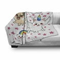 thumbnail image 3 of Unicorn Cat Soft Flannel Fleece Throw Blanket, Comic Pop Art Style Fiction Animals Funny Faces Rainbow Horns Stars, Cozy Plush for Indoor and Outdoor Use, 70" x 90", Multicolor, by Ambesonne, 3 of 6