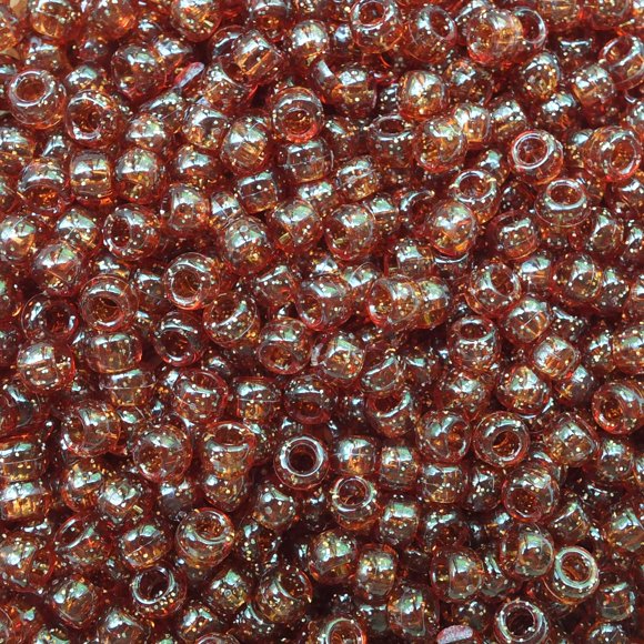 Pony Beads Brown Root Beer Glitter Sparkle Crow Beads Made in USA 6x9mm Large Hole
