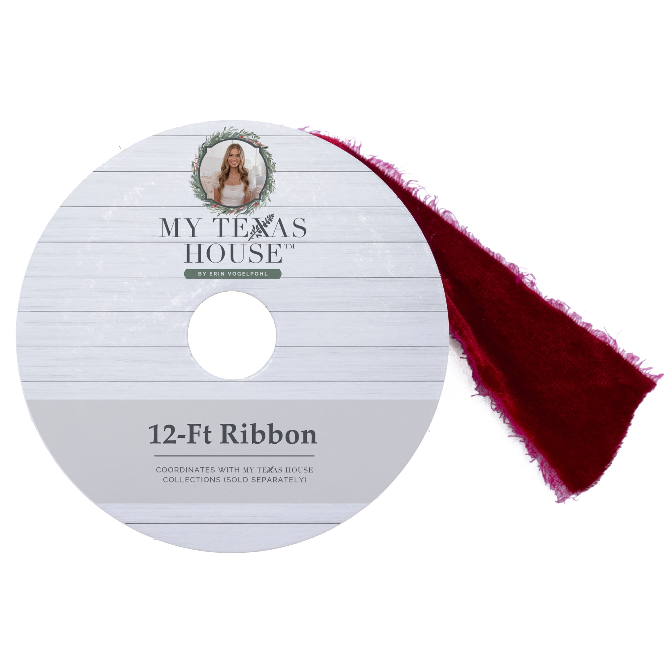 My Texas House Red Velvet Christmas Ribbon, 1.5" x 12'