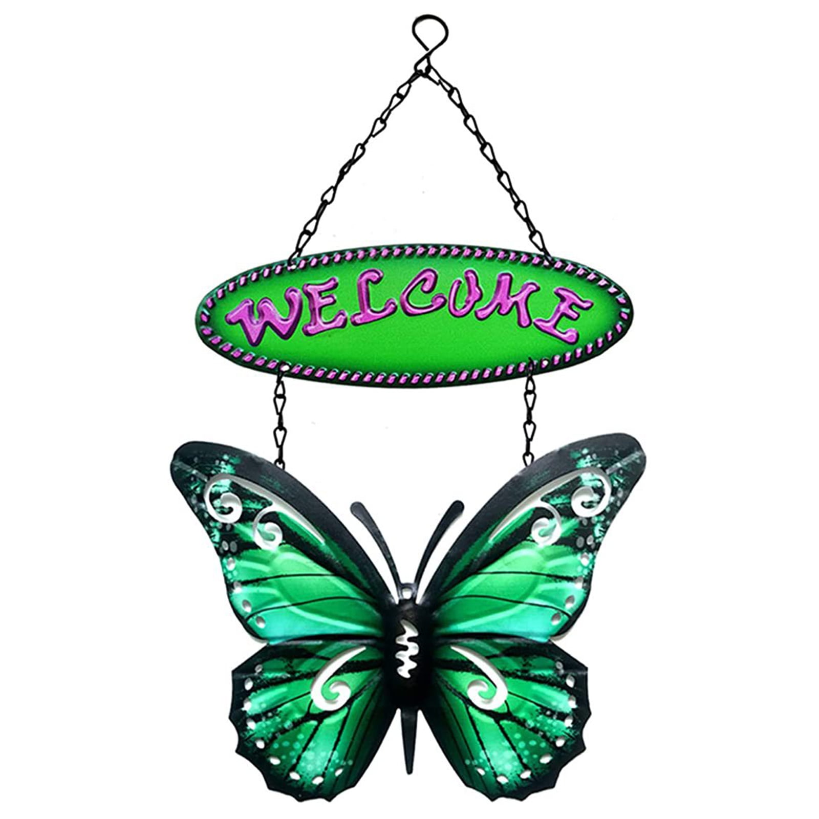 Welcome Hanging Sign Butterfly Fairy Garden Door Hang plaque 