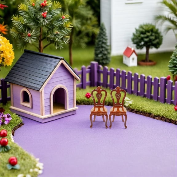 LOLIPPYY 2 Pack Dollhouse Miniature Chairs Brown High Simulation for Collectors