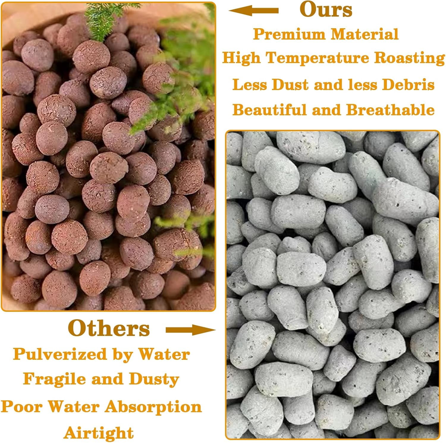 10 lb Organic Leca Clay Pebbles for Plants, 4mm-16mm 100% Natural Leca Balls for Indoor Plants, Hydroton Clay Pebbles for Plants Hydroponic Aquaponics Growing Orchid Drainage Terrarium