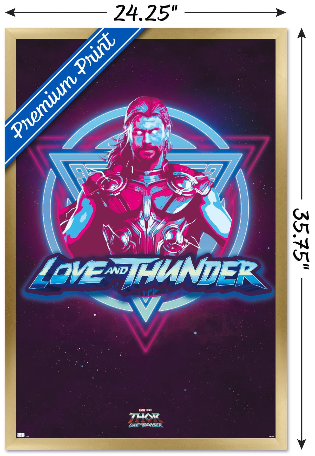 Marvel Thor: Love and Thunder - Vaporwave Wall Poster, 22.375" x 34" Framed