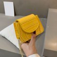 thumbnail image 2 of Bolsa Mini de hombro de cuero de color puro, de mensajero con cadena para mujer (amarillo) Ehuebsd Para Estrenar, 2 of 8