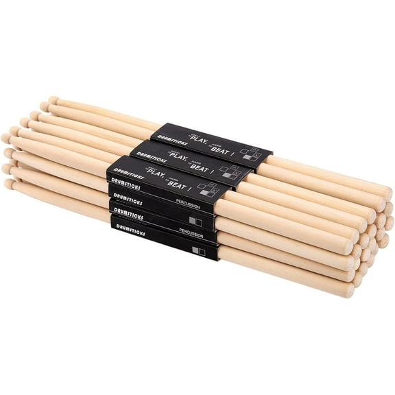12 Pairs Drumsticks Maple 5B Wood Tip Drum Sticks for Kids and
