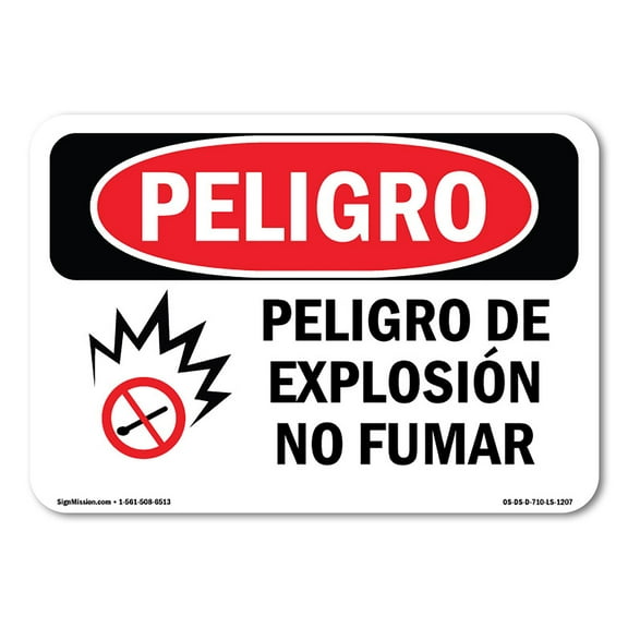 OSHA Danger Sign - Explosion Hazard No Smoking Spanish | Plastic Sign | Protect Your Business, Construction Site, Warehouse & Shop Area |  Made in The USA