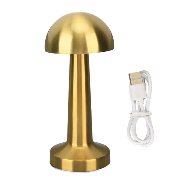 Luz De Mesa De Escritorio, Lámpara De Mesa Portátil Inalámbrica Con Forma De Hongo De 3W, Galvanoplastia Y Dibujo De Temperatura De 3 Colores Dorados Para Oficina