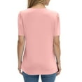 thumbnail image 4 of NAMTYQX Casual Tops for Women Fashion Graphic Loose Button V Neck Stretch Tshirts Shirts for Women Pink Size L, 4 of 5