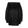 thumbnail image 6 of RUTAYY Fashion Women Solid Color Black Ruched Asymmetrical Casual Leather Mini Skirt Smocked Boho Pleated Skirts, 6 of 7
