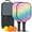Black, variant on Pickleball Paddles Set Of 2, Fiberglass Surface, Vibrant Rainbow Print, 4 Balls & Bag