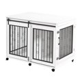 thumbnail image 5 of Ostreici 44" Anti-Bite Furniture Style Dog Crate Sliding Barn Door, Dog Kennel End Table w/ Wheels, 5 of 16