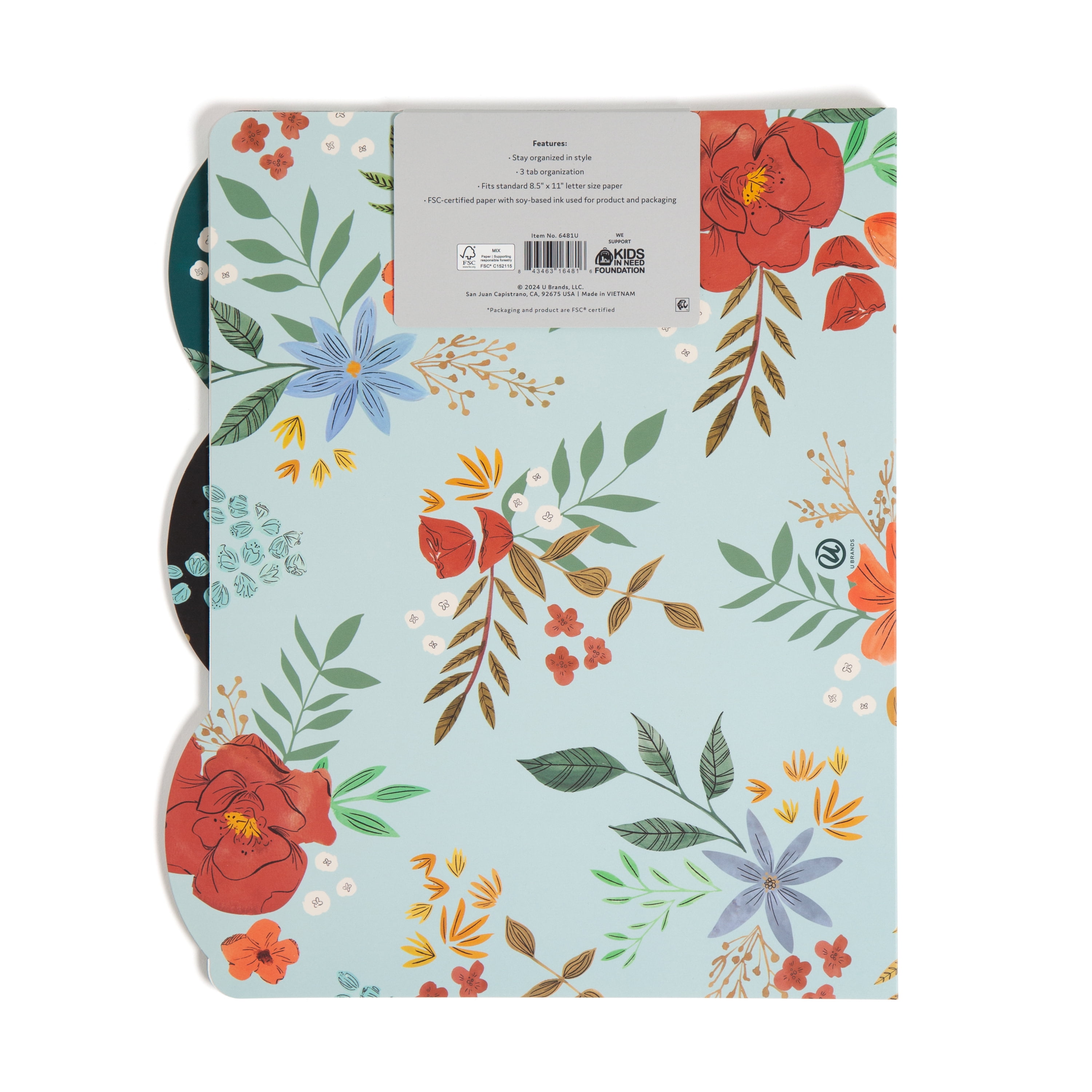 (3 pack) U Brands Decorative File Folders, 9 Count, Midnight Blossom, 1/3-Cut Tabs, Letter Size