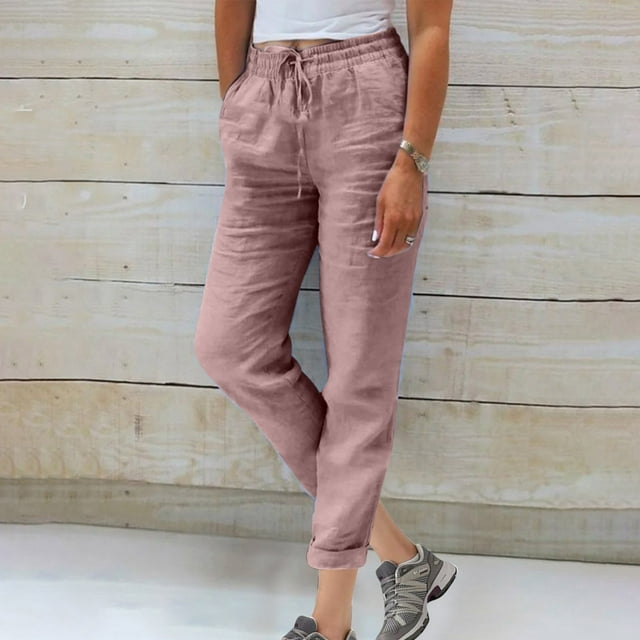 Simua Women Linen Pants Fashion Loose Summer Lounge Trousers