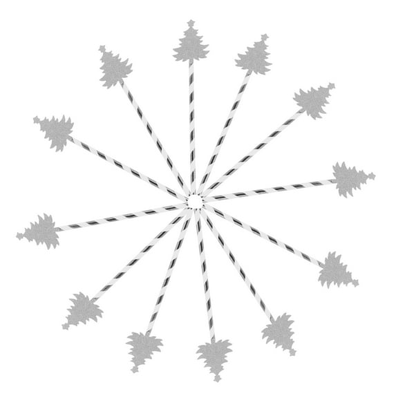 FESTFENDS Christmas Paper Straw Decorations Silver For All Ages 25Pcs 7.7X0.2X0.2in