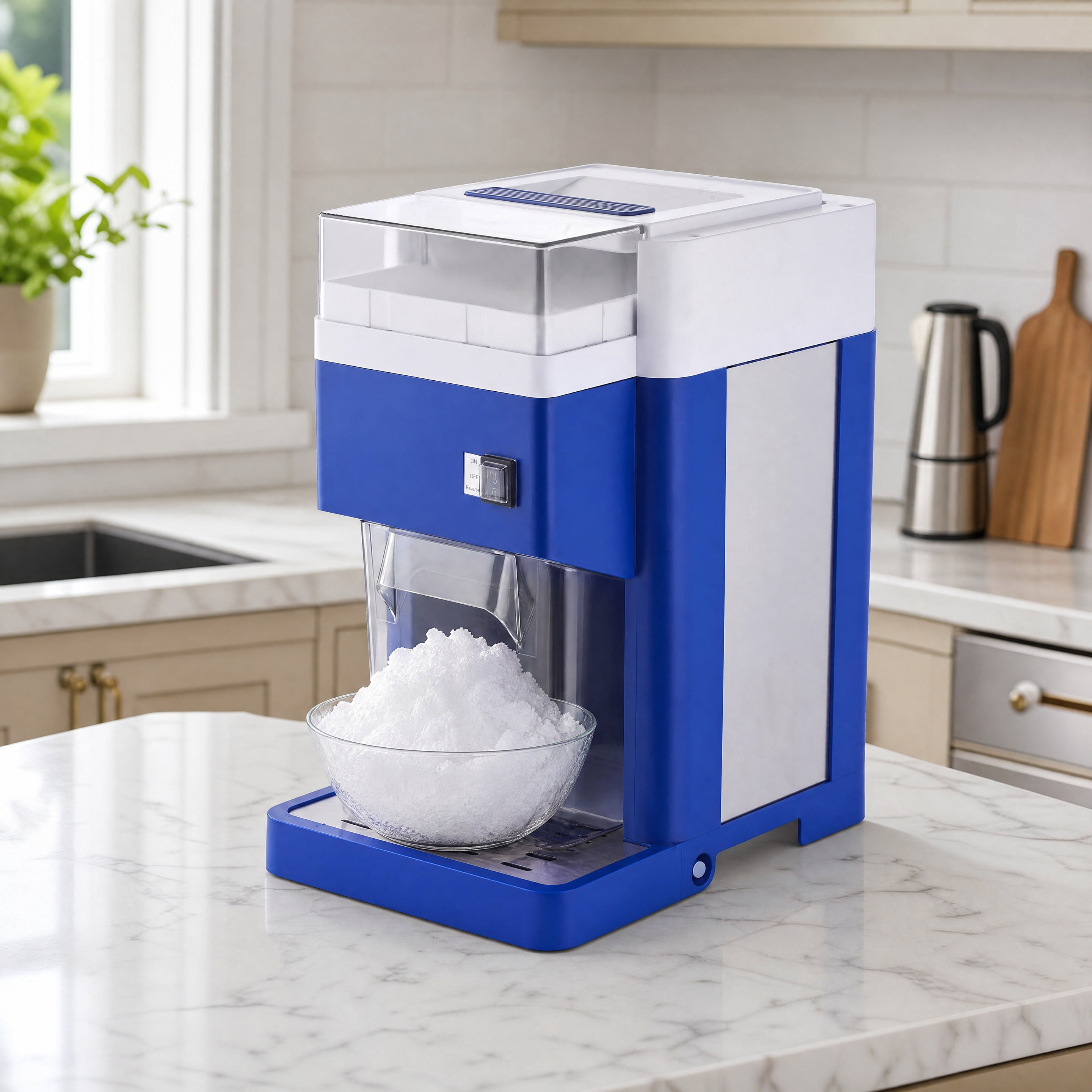 Commercial Electric Ice Shaver Machine 1.8L Large Capacity Snow Cone Maker 300W Motor Stainless Steel Blades Fluffy Shaved Ice Machine for Home Party Dessert Shop Restaurant Blue