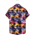thumbnail image 4 of YABCSAZ Casual Men's T Shirt Fashion Print Soft Longline Button Lapel Shirt Tops Loose Lightweight breathable Tee Outdoor Daily Vacation Beach Hippie Short Sleeve, 4 of 4