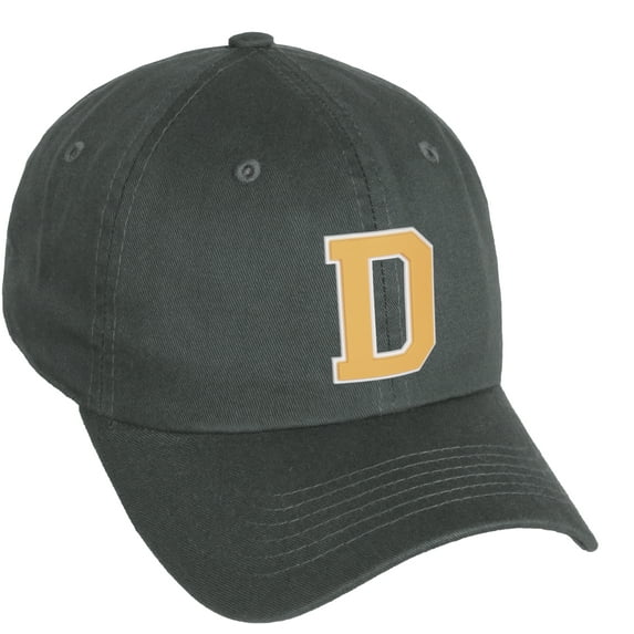 Daxton Classic 3D Varsity White Neon Orange Initial Letters Baseball Dad Hat, Charcoal, Letter D