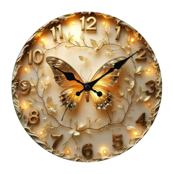 Reloj de pared grande, moderno y creativo en 2D, elegante, de madera, con mecanismo silencioso para el hogar. 30 centímetros