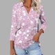 thumbnail image 2 of Camiseta de Solapa de Cuello en V de la Manga Superior de 3/4 de las Mujeres, Uso Diario Cómodo Casual, 2 of 9