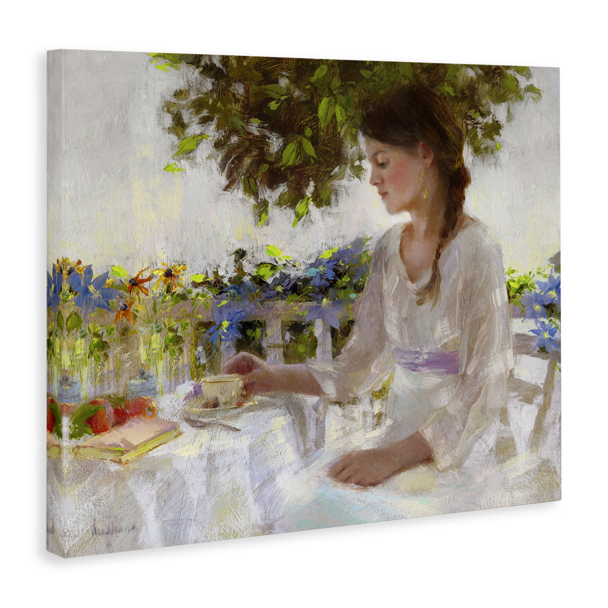 Stupell Industries Classic Tea Party Girl Novelty Painting Gallery Wrapped Canvas Art Print Wall Art, 40 x 30