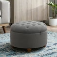 thumbnail image 4 of 24'' Round Ottoman with Storage, Modern Tufted Fabric Storage Ottoman with Removable Top for Living Room, Bedroom, Drak Gray, 4 of 8