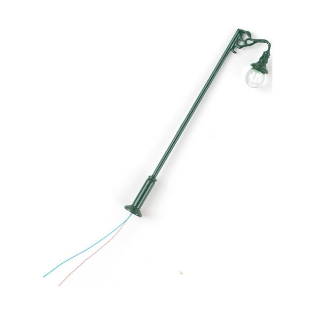 Scale Lamp Post 1:87 Home Garden Micro Landscape Decorations Metal Streetlight Miniature Crafts Track Lamp Props Building Green(Warm White)