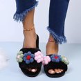 thumbnail image 2 of Tao Tao Women's Flower Fuzzy Slippers Wide Width Ladies Casual Warm Shoes Fashion Soft Sole Non Slip Slippers Bedroom Slides Black 43, 2 of 9