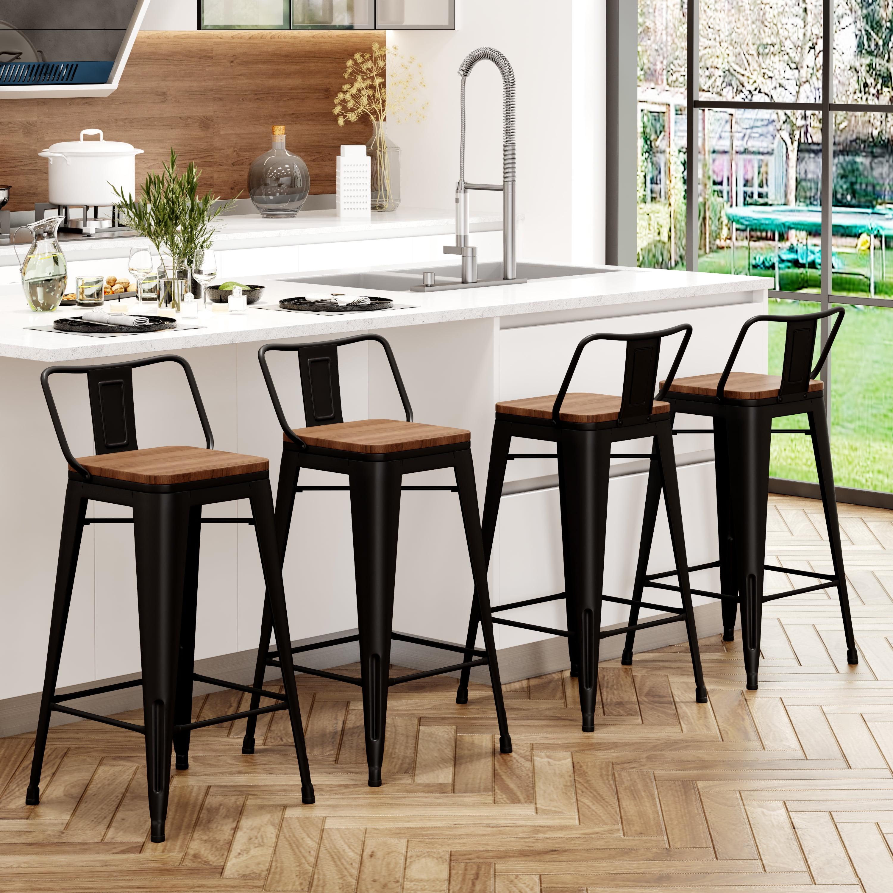 Andeworld Metal Bar Stools Set of Industrial 24