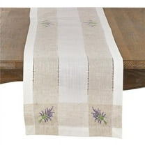 Saro Lifestyle Embroidered Lavender Hemstitch Table Runner