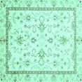 thumbnail image 1 of Ahgly Company Machine Washable Indoor Square Oriental Turquoise Blue Traditional Area Rugs, 8' Square, 1 of 4