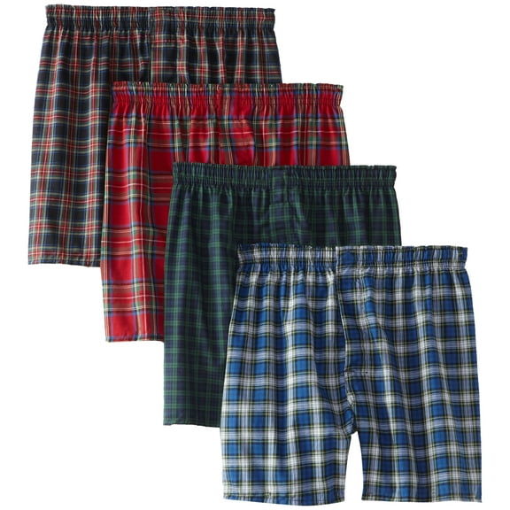 Hanes Men's ComfortFlex Waistband Plaid Boxer Briefs, Multicolor (4 Pack)