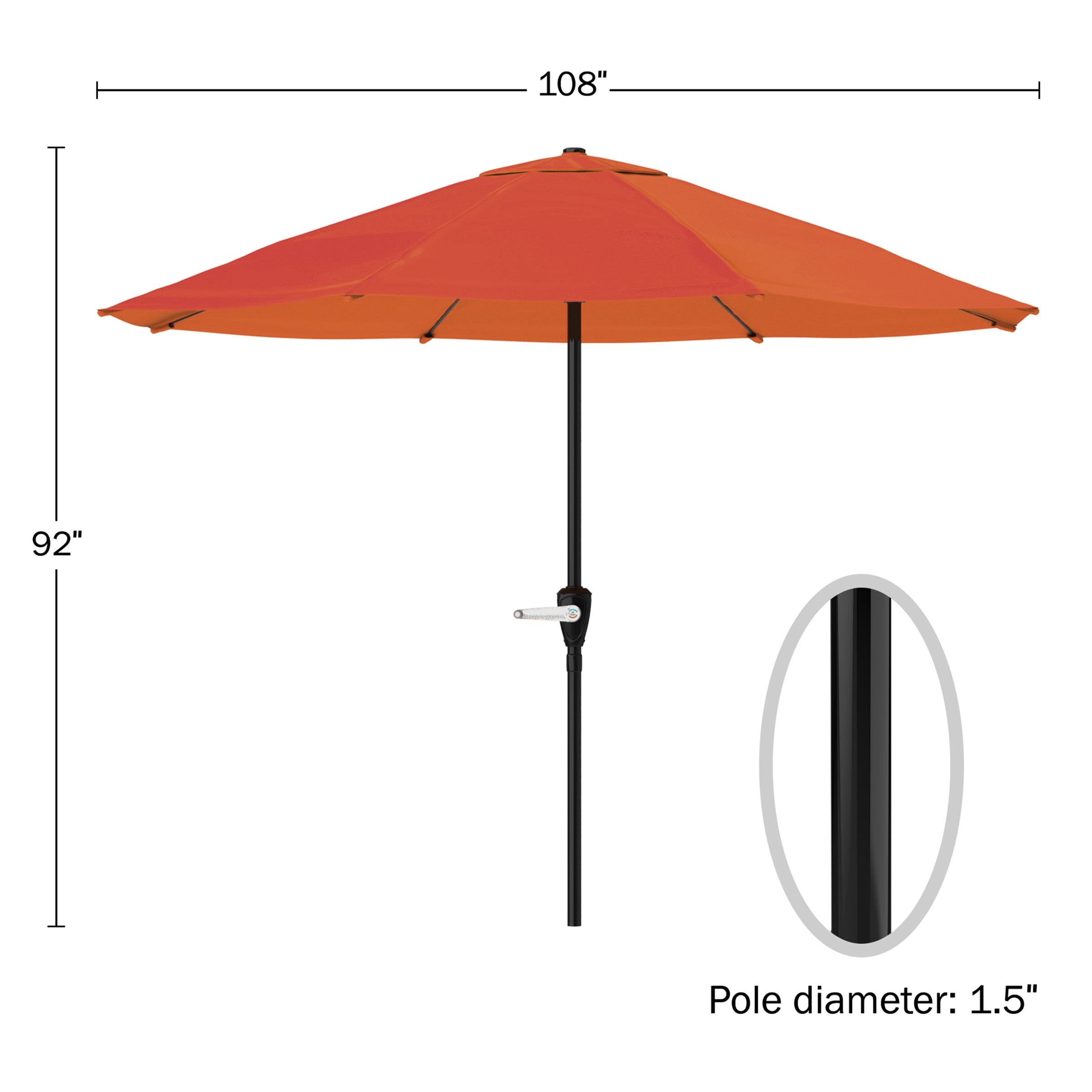 Pure Garden 9FT Outdoor Vented Patio Umbrella with Easy Crank (Orange)