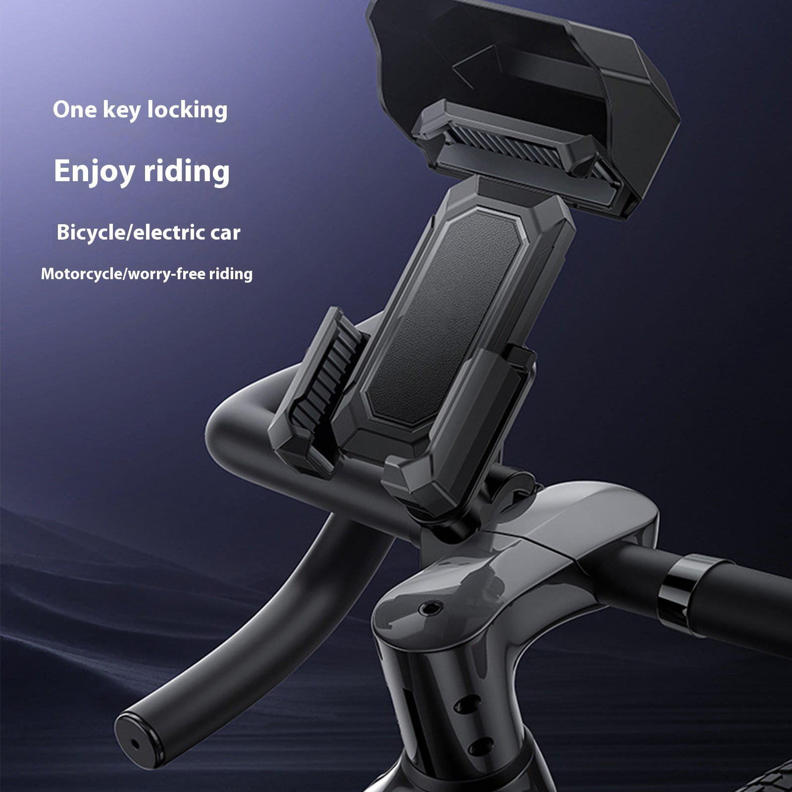 Motorcycle Phone Mount Holder with Sunshade Bike Phone Holder, Motorcycle Handlebar Cellphone Clamp Waterproof