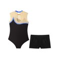 thumbnail image 4 of YiZYiF Big & Little Girls Metallic Sleeveless Leotard with Dance Shorts Activewear Ballerina Skating Performance Costume Sports Suit Royal Blue 8, 4 of 7