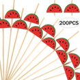 thumbnail image 1 of 200 púas de cóctel de 4,7 pulgadas, palillos de bambú para fiestas de verano, decoración para aperitivos, bebidas, Martini, suministros de alimentos (sandía) Sincero Hogar, 1 of 6