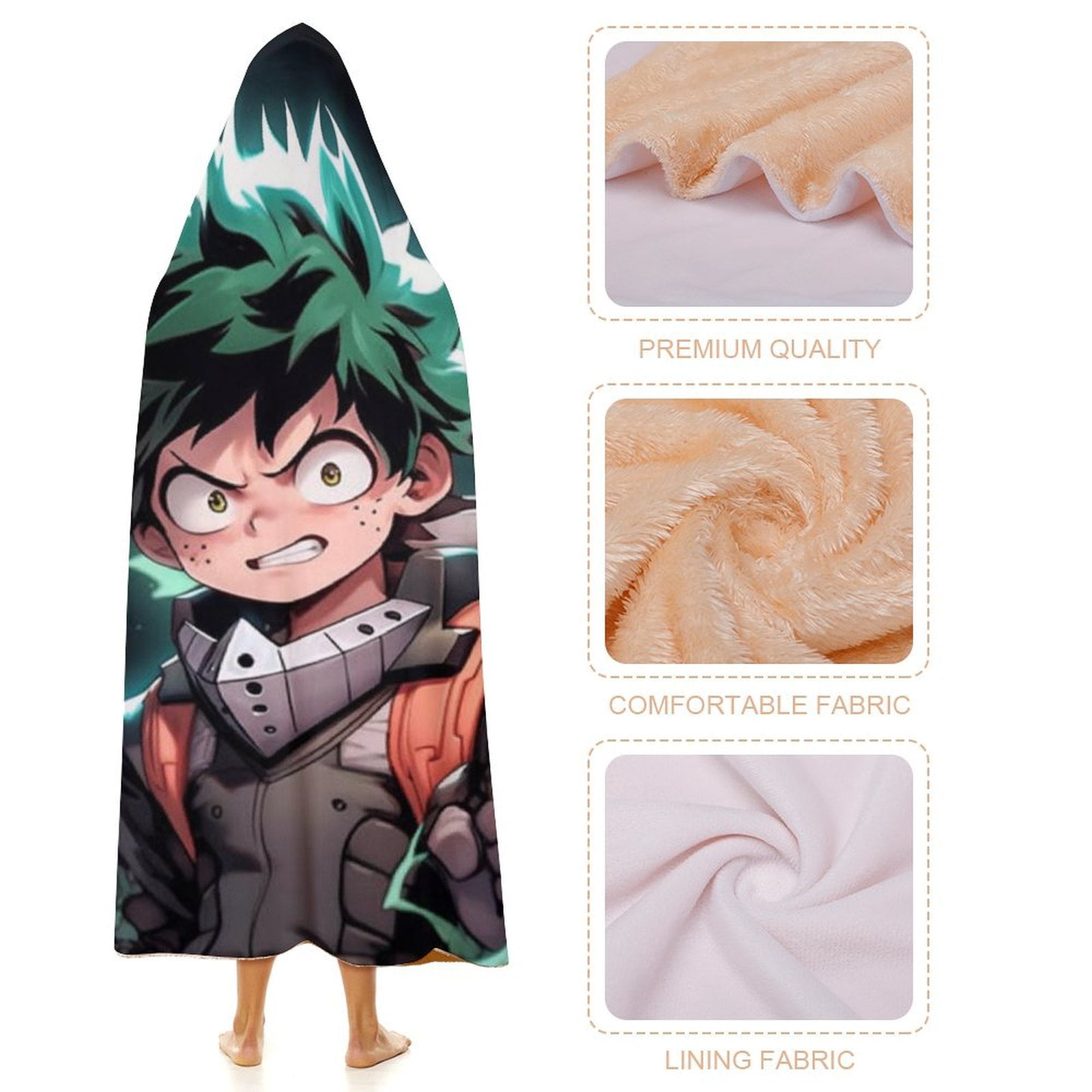 My Hero Academia Wearable Blanket Cloak Arctic Velvet Hooded Blanket Soft Fuzzy Hoodie Blanket Cape for Adults Kids 40"x50"