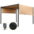 thumbnail image 6 of 10x10 Outdoor Pergola Canopy Garden Retractable Pergola Steel Frame Patio Gazebo with Solar Powered Led Kit for BBQ, Party, Beach (Tan), 6 of 7