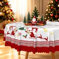 thumbnail image 6 of Duangreer Retro Christmas 70''Round Tablecloth, Elk Sled Xmas Tree Print, Washable Picnic Table Cover for Family Party, Dining, Indoor and Outdoor, 6 of 6