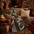 thumbnail image 3 of Rustic Wilderness Lodge Patchwork Moose Pine Tree, Peaceful Mountain Lake Scene, Warm Flannel Blanket for Cabin and Lodge, Outdoor Lovers person's Day Gift, Artistic Home Decor, 3 of 9