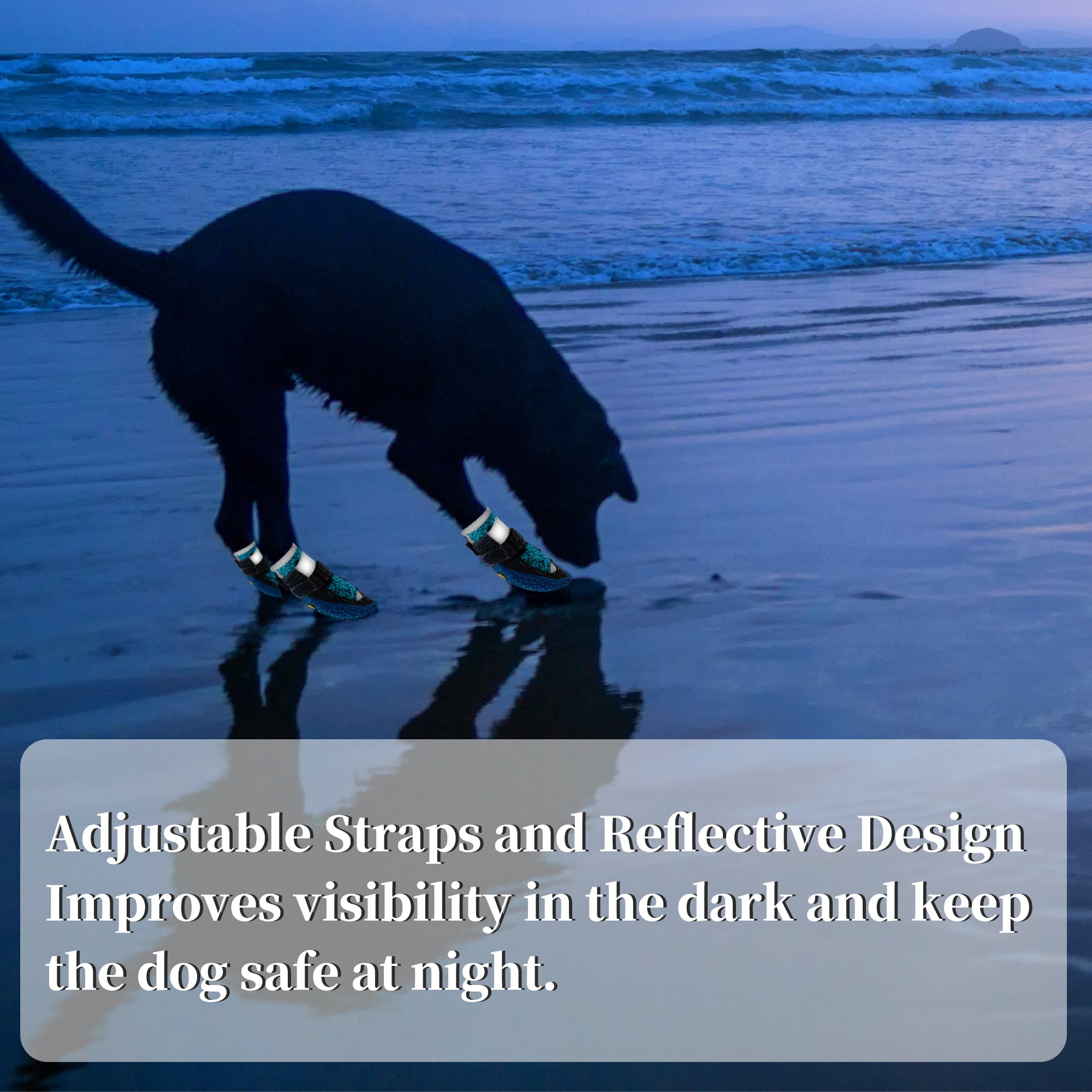 Unique Bargains 4pcs Reflective Waterproof Shoes for Dogs Large