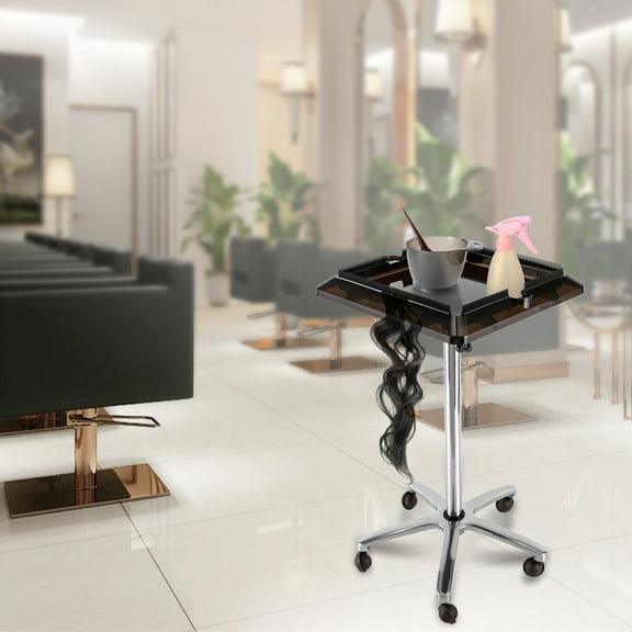 Removable Hair Extension Tool Tray with Adjustable Height, Rolling Wheels & Large Storage for Salon Use - Easy to Assemble & Clean