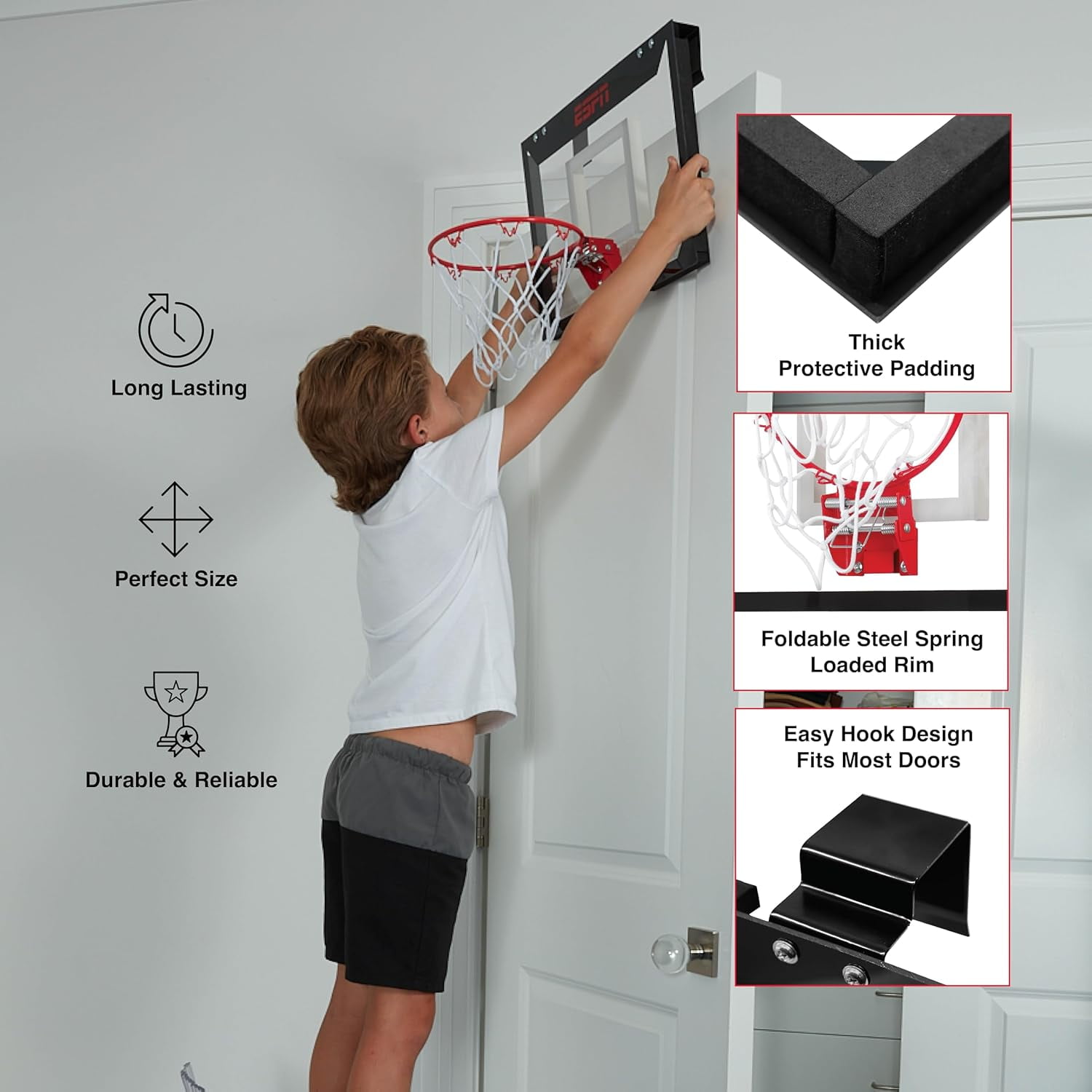 ESPN Over-The-Door Mini Basketball Hoop with 2 Mini
