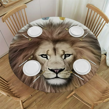 

ONETECH Lion Mane Bravery Round Tablecloth 100% Polyester Fiber - Table Decoration for Festive Atmosphere 46-50
