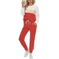 thumbnail image 2 of Fantaslook Womens Color Block Pajamas Crewneck Long Sleeve Lounge Sets Casual Jogger Outfits with Pockets, 2 of 6