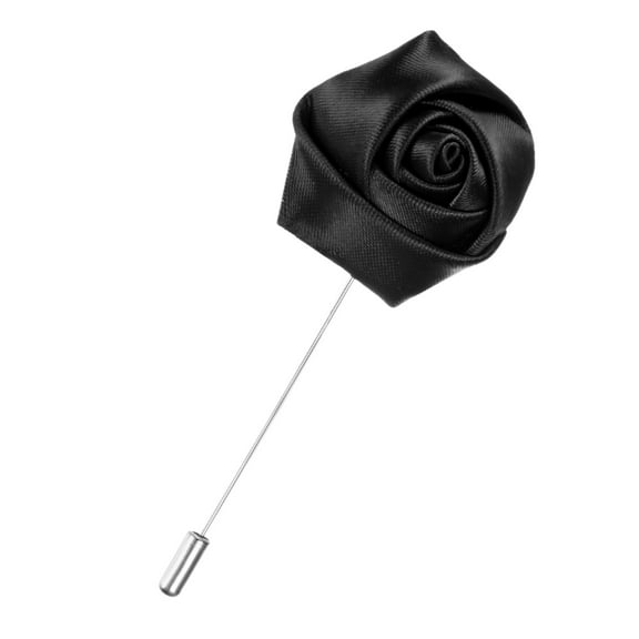 Uxcell 1-Pack Flower Lapel Pins for Men, Rose Boutonnieres Pin Groom Boutonnieres for Wedding/Dance/Party[Black]